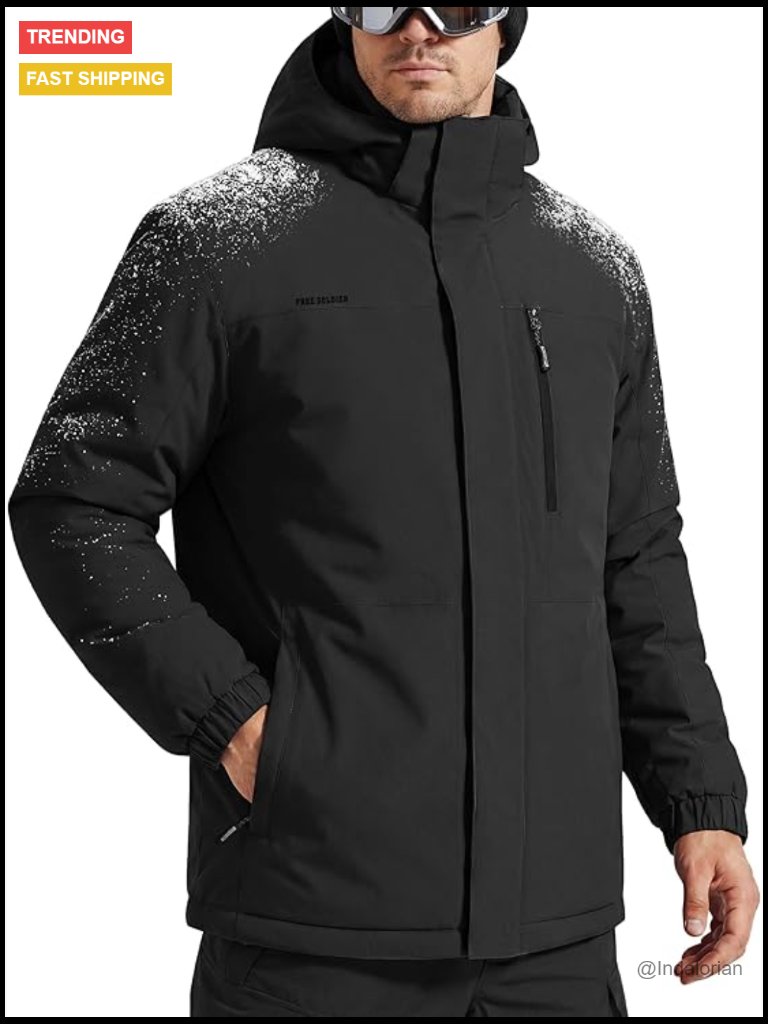 Waterproof Fleece Lined Ski Jacket With Hood, Windbreaker For Winter Sports